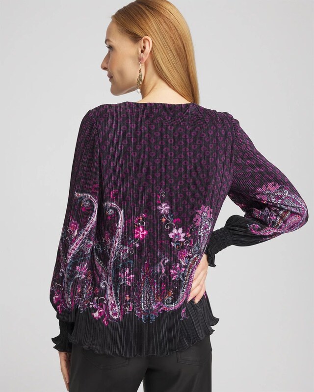 Paisley Crinkle Long Sleeve Top - image 3